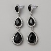 Glass Teardrop Dangle Stud Earrings with Rhinestone EJEW-WH0009-99C-1