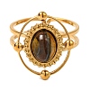 Oval Natural Tiger Eye Finger Rings RJEW-Q822-30G-03-2