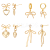 4Pairs Brass Stud Earring & Hoop Earring Sets EJEW-UN00011-1