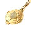 304 Stainless Steel Pave Natural Stone Pendant Necklaces for Women NJEW-U009-03G-03-1