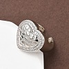 Heart Brass Micro Pave Cubic Zirconia Cuff Rings for Women RJEW-A069-08P-2