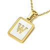 Ion Plating(IP) Rectangle with Initial Letter 304 Stainless Steel Pendant Necklace NJEW-R265-04G-W-1