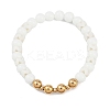 Ion Plating(IP) 304 Stainless Steel & Round Glass Beaded Stretch Bracelets for Women Men BJEW-M046-05G-4