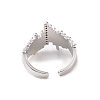 Clear Cubic Zirconia Irregular Open Cuff Ring RJEW-B028-01P-3