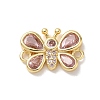 Brass Pave Cubic Zirconia Butterfly Links Connector Charms KK-L268-028G-2