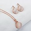 Rhombus Alloy Cat Eye Pendant Necklaces & Stud Earrings Sets for Women FS-WGD2AB8-01-1