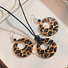 Leopard Print Pattern Round Acrylic Pendant Necklaces and Dangle Earrings Sets WGC0DA0-01-1