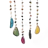 Mixed Gemstone Chips Beaded Moon Hanging Sun Catchers HJEW-M004-01-3