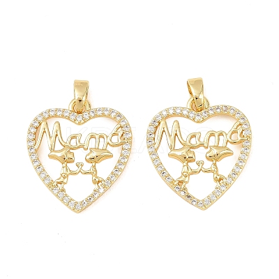 Mother's Day Brass Micro Pave Clear Cubic Zirconia Pendants KK-F931-20B-G-1