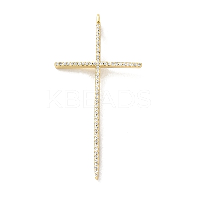 Brass Micro Pave Clear Cubic Zirconia Big Pendants KK-M300-09G-01-1