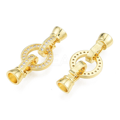 Brass Micro Pave Clear Cubic Zirconia Fold Over Clasps KK-N231-399LG-1