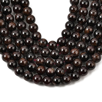 Natural Garnet Gemstone Bead Strands X-G-R263-6mm-1