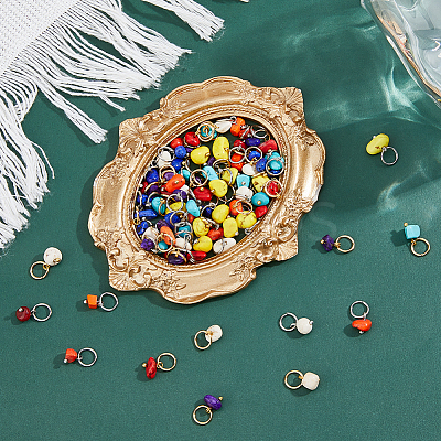 84Pcs 14 Style Synthetic Turquoise Pendant PALLOY-FH00074-1