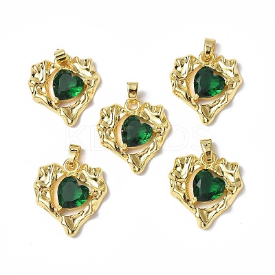 Brass Micro Pave Cubic Zirconia Pendants KK-P223-51G-02-1