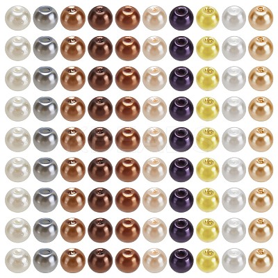 1000Pcs 10 Colors Baking Paint Pearlized Glass Imitation Pearl Round Beads HY-SP0001-01D-1
