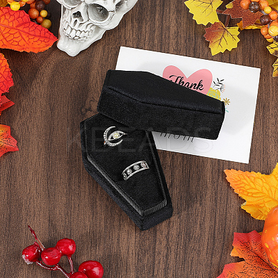 1Pc Halloween Theme Coffin Shaped Velvet Finger Ring Boxes VBOX-BBC0001-02-1