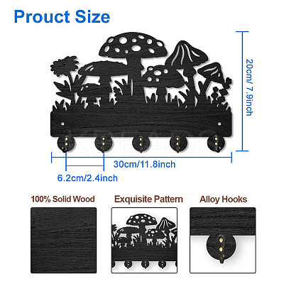 Wood & Iron Wall Mounted Hangers HJEW-WH0055-094-1