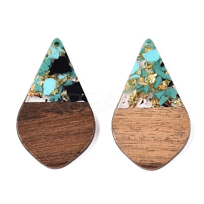 Transparent Resin and Walnut Wood Pendants RESI-T057-06J-1