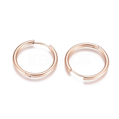 Ion Plating(IP) 304 Stainless Steel Huggie Hoop Earrings EJEW-G272-01-20mm-RG-1