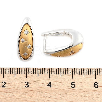 Two Tone Brass Micro Pave Clear Cubic Zirconia Hoop Earrings EJEW-U055-25B-GS-1