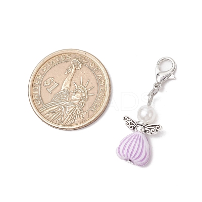 Angel Acrylic & ABS Plastic Imitation Pearl Pendant Decorations HJEW-JM03298-01-1