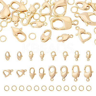 16Pcs 8 Styles Brass Lobster Claw Clasps KK-TA0003-04-1