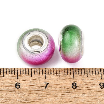 Two Tone Opaque Resin Rondelle European Beads RESI-Z046-02-1