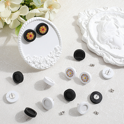 40Pcs 2 Colors Wooden Stud Earring Findings FIND-SC0012-22-1
