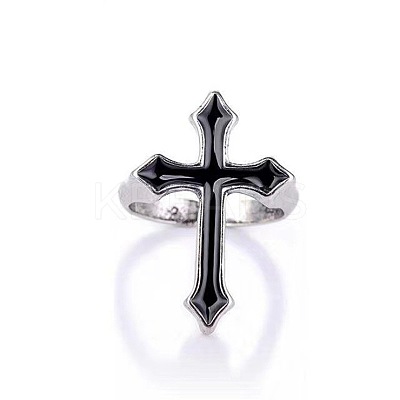 Cross Alloy Enamel Open Cuff Rings for Men FS-WGB4F7F-01-1