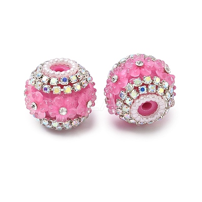 Bling Resin Rhinestone Flower Beads OACR-D310-01P-H-1