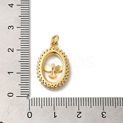 Oval with Eagle Rack Plating Brass Micro Pave Clear Cubic Zirconia Pendants KK-K377-21G-1