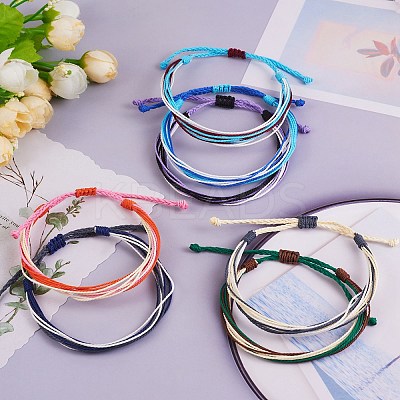 Waxed Polyester Cord Bracelets Set BJEW-SW00031-1
