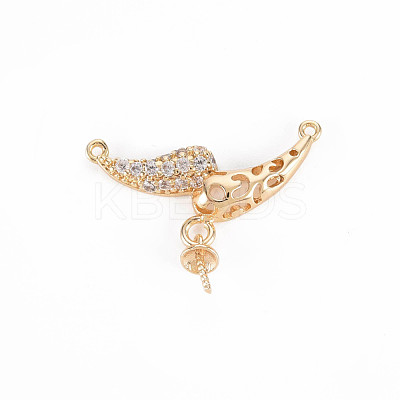 Brass Micro Pave Clear Cubic Zirconia Peg Bails Links Connectors KK-T062-182G-NF-1