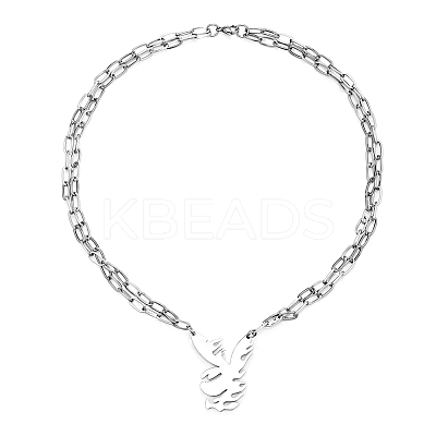 Fashionable Hip-hop 304 Stainless Steel Thorn Rabbit Pendant Necklaces for Women's Daily Wear QJ4694-1