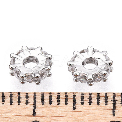 Rhodium Plated 925 Sterling Silver Micro Pave Clear Cubic Zirconia Spacer Beads LS-STER-T007-15P-1