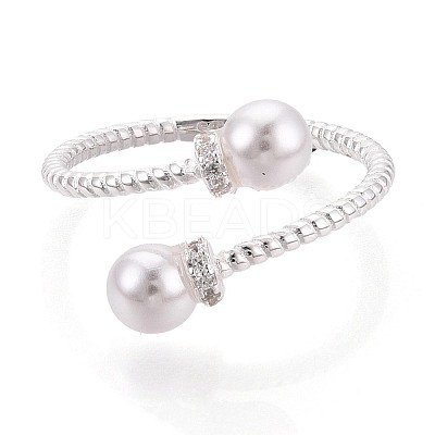 925 Sterling Silver Micro Pave Clear Cubic Zirconia Open Cuff Rings for Women STER-N016-140S-1