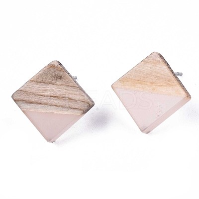 Transparent Resin & Wood Stud Earrings EJEW-N017-005A-A05-1