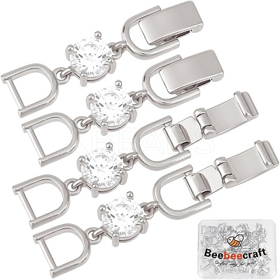 6Pcs Extender Clasps Brass Micro Pave Cubic Zirconia Fold Over Extension Clasps FIND-BBC0003-54B-1