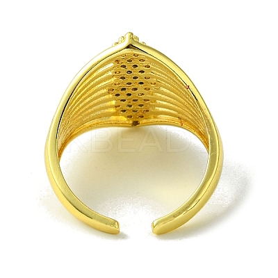 Brass Micro Pave Cubic Zirconia Open Cuff Rings RJEW-K256-33G-1