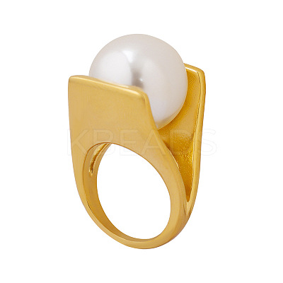 304 Stainless Steel & Imitation Pearl Finger Rings FS-WG0396A-02-1