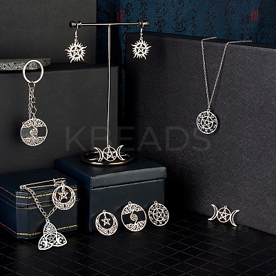 12Pcs 6 Style 304 Stainless Steel Pendants STAS-SZ0002-56P-1