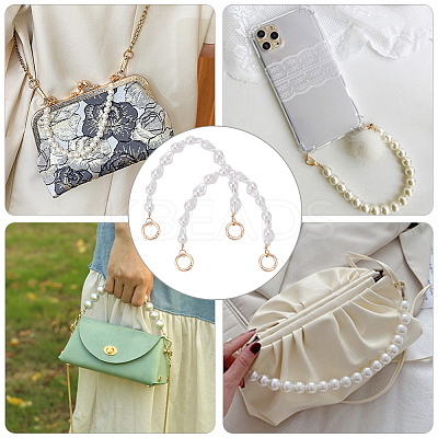 ABS Imitation Pearl Nugget Beaded Bag Handles FIND-PH0009-43-1