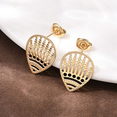 304 Stainless Steel Teardrop Stud Earrings EJEW-I320-06G-1