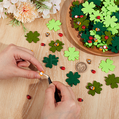 240Pcs 5 Stylle Wool Felt Clovers FIND-OC0013-46-1
