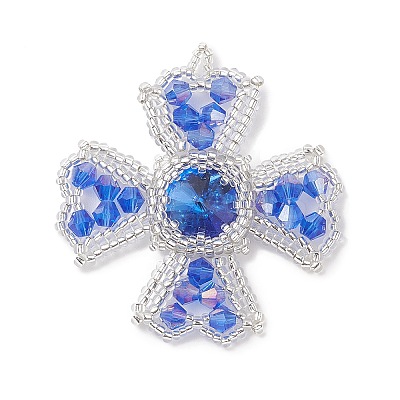 Seed Beads Beaded Charms PALLOY-MZ00107-01-1