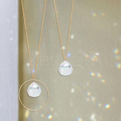 8Pcs Glass Teardrop Pendant Decorations HJEW-PH01772-1