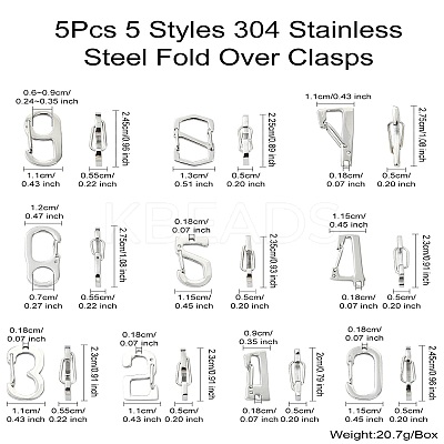 10Pcs 10 Styles 304 Stainless Steel Keychain Clasp Findings FIND-CJ0002-80-1