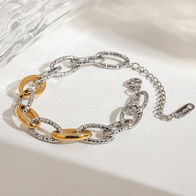 304 Stainless Steel Cable Chain Bracelets for Women BJEW-K279-02GP-1