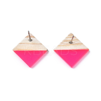 Transparent Resin & Wood Stud Earrings EJEW-N017-005A-A04-1