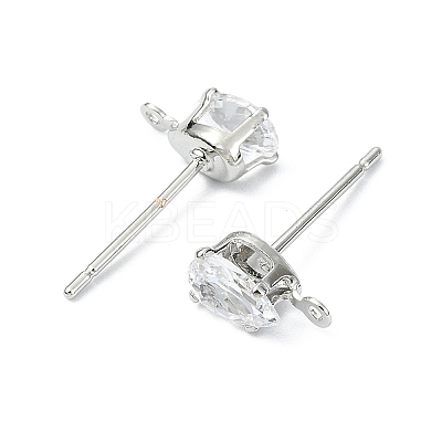SHEGRACE Brass Clear Cubic Zirconia Teardrop Stud Earring Findings XGR0104P-116P-1